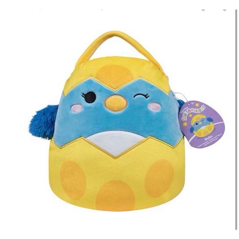 Plush Chick Egg-Shaped Kids Backpack - Yellow & Blue